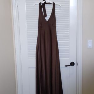 BCBGMaxAzria Satin Halter Evening Gown